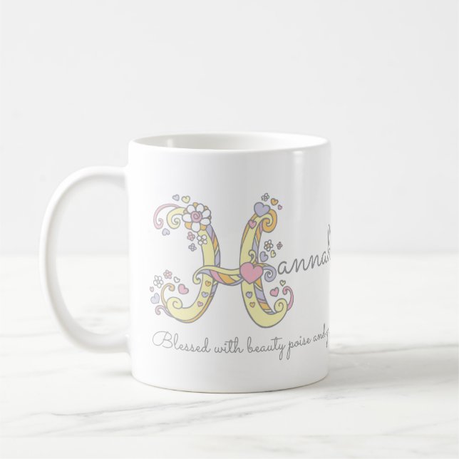 Hannah name meaning monogram H mug (Left)