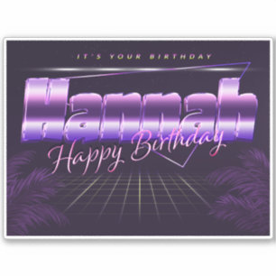 Hannah Name Vorname lila retro Sticker Geburtstag