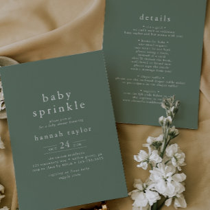 HANNAH Neutral Green Boho Simple Baby Sprinkle Invitation