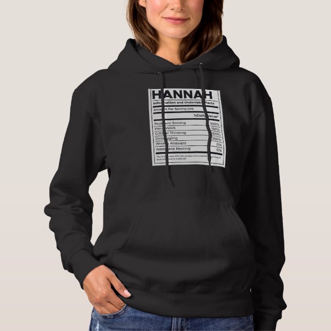 Hannah Nutrition Information Problem Solving Hard  Hoodie (Front)