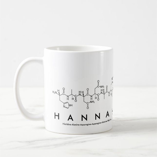 Hannah peptide name mug (Left)