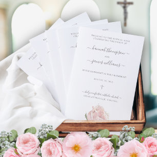 Hannah Pink Catholic Wedding Program with Mass
