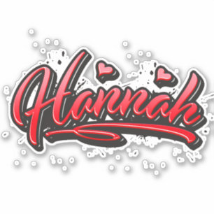 Hannah red Heart Graffiti Sticker