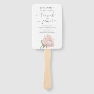 Hannah   Romantic Blush Rose Calligraphy Hand Fan