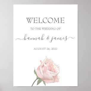 Hannah Romantic Rose Calligraphy Welcome Wedding Poster