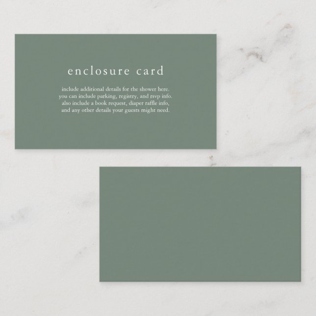 HANNAH Sage Green Boho Baby Shower Card (Front/Back)