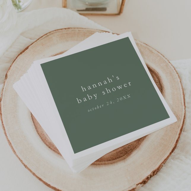 HANNAH Sage Green Rustic Simple Baby Shower Napkin (HANNAH Sage Green Rustic Simple Baby Shower Napkins)