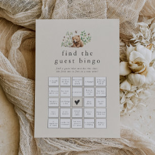 HANNAH Vintage Bear Find the Guest Bingo Game Card