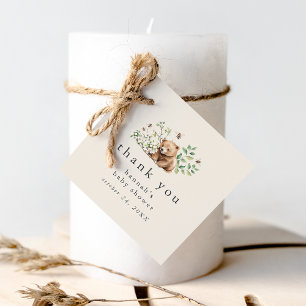 HANNAH Vintage Bear Woodland Baby Shower Thank You Favour Tags