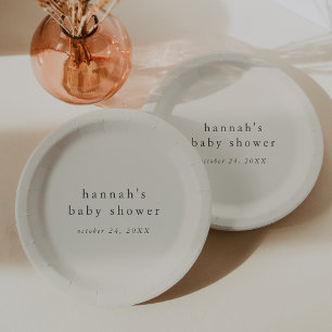 HANNAH Vintage Boho Modern Simple Baby Shower Paper Plate