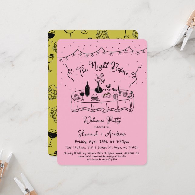 Hannah's The Night Before Welcome Night Before Invitation (Front/Back In Situ)