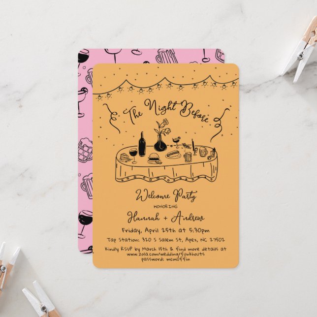 Hannah's The Night Before Welcome Night Before Invitation (Front/Back In Situ)