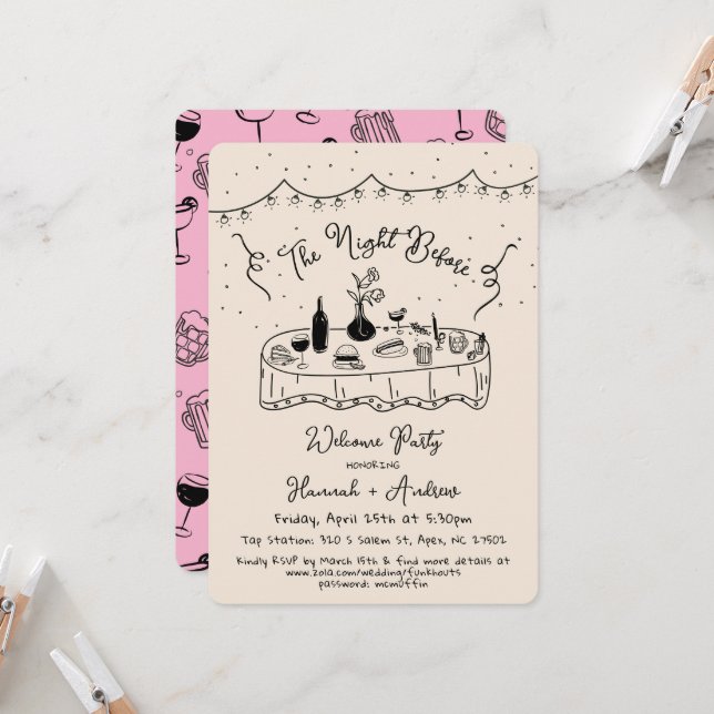 Hannah's The Night Before Welcome Night Before Invitation (Front/Back In Situ)