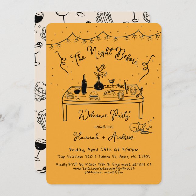 Hannah's Welcome Night Before chihuahua Invitation (Front/Back)