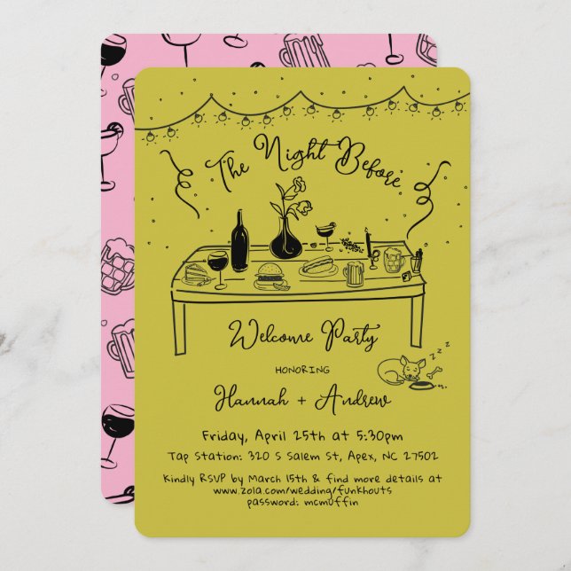 Hannah's Welcome Night Before chihuahua Invitation (Front/Back)