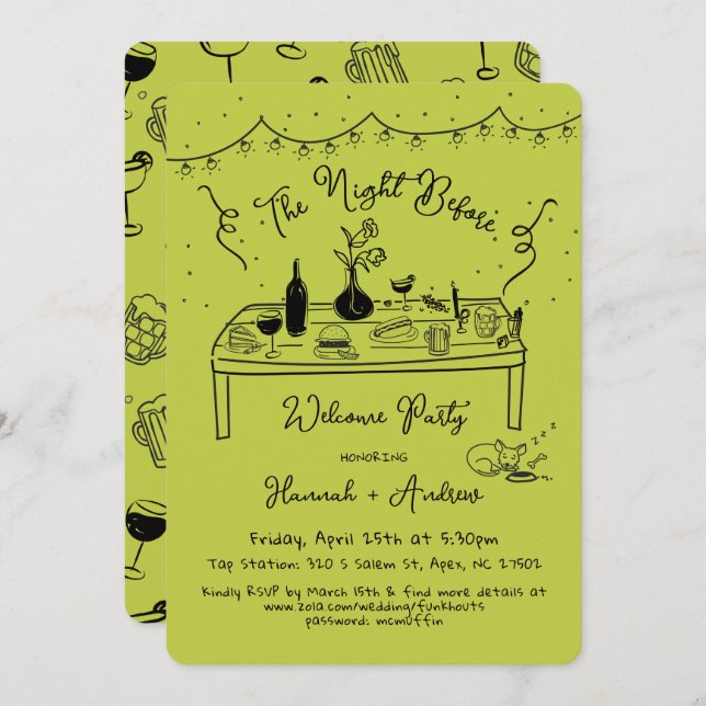 Hannah's Welcome Night Before chihuahua Invitation (Front/Back)