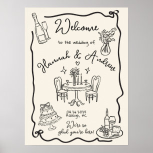 Hannah's Welcome Wedding wavy frame bow Poster