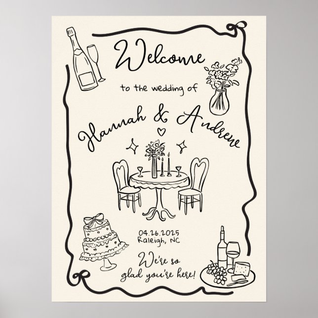 Hannah's Welcome Wedding wavy frame bow Poster (Front)