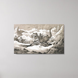 Hannibal (247-c.183 BC) and his war elephants cros Canvas Print