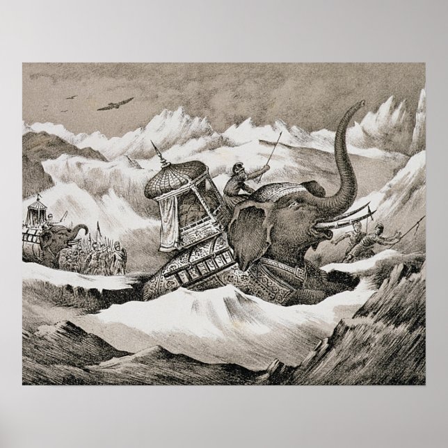 Hannibal (247-c.183 BC) and his war elephants cros Poster (Front)