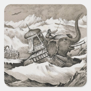 Hannibal (247-c.183 BC) and his war elephants cros Square Sticker
