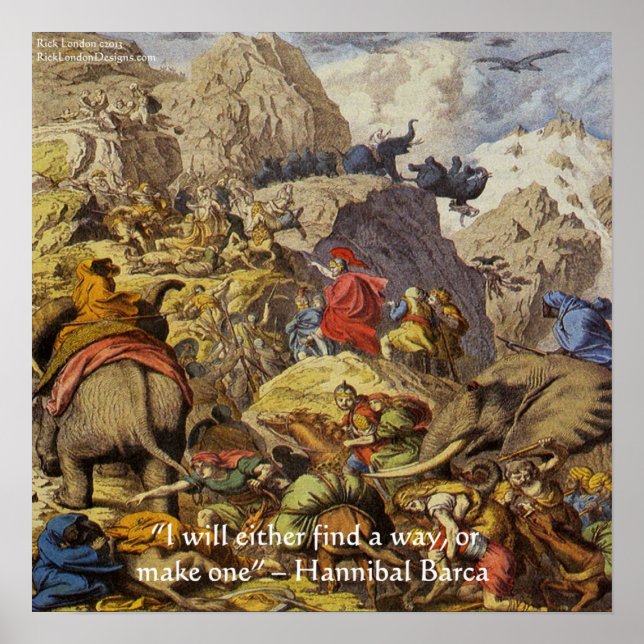 Hannibal Barca In Alps W/Wisdom Quote Poster (Front)