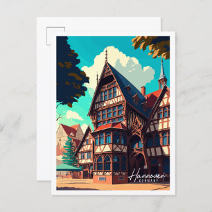 Hannover Germany vintage travel illustration Postcard