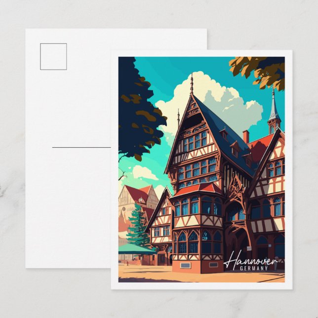 Hannover Germany vintage travel illustration Postcard (Front/Back)