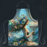 Hannukah Beautiful Woman with Menorah Apron<br><div class="desc">Beautiful Woman for Hannukah with Menorah.</div>