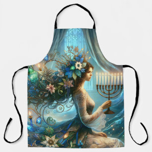 Hannukah Beautiful Woman with Menorah Apron