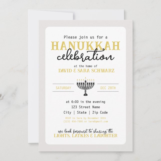 HANNUKAH Celebration Party Menorah  Invitation (Front)