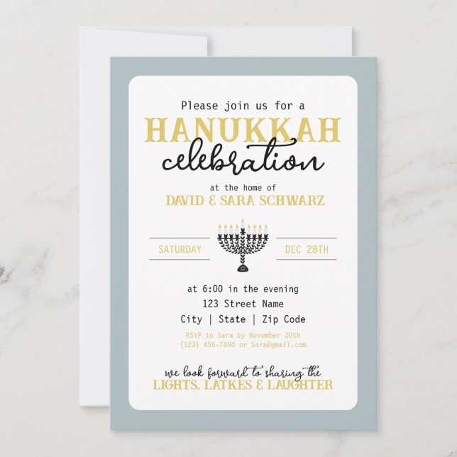 HANNUKAH Celebration Party Menorah  Invitation (Front)