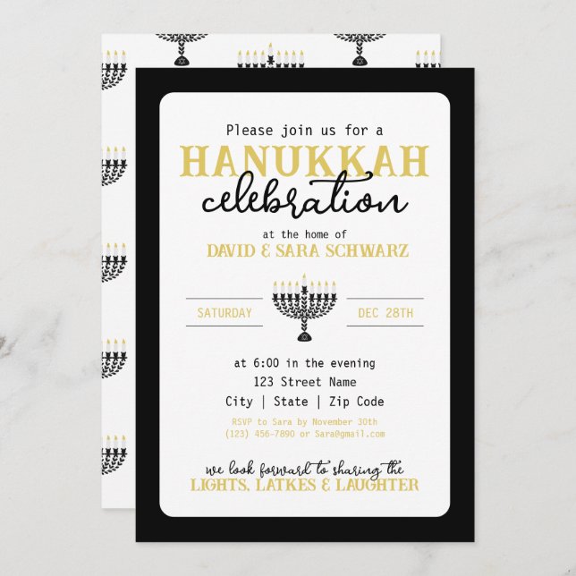 HANNUKAH Celebration Party Menorah  Invitation (Front/Back)