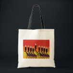 Hannukah Lights Tote Bag<br><div class="desc">Brighten up the holiday season with this colourful Giraffe Chanukah Menorah canvas bag!  Their silhouette against the sunset highlights the beauty of these animals in Magins Creations original wildlife designs.  Great gift idea for one of the eight crazy nights!!  Happy Chanukah!</div>