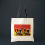 Hannukah Lights Tote Bag<br><div class="desc">Brighten up the holiday season with this colourful Giraffe Chanukah Menorah canvas bag!  Their silhouette against the sunset highlights the beauty of these animals in Magins Creations original wildlife designs.  Great gift idea for one of the eight crazy nights!!  Happy Chanukah!</div>