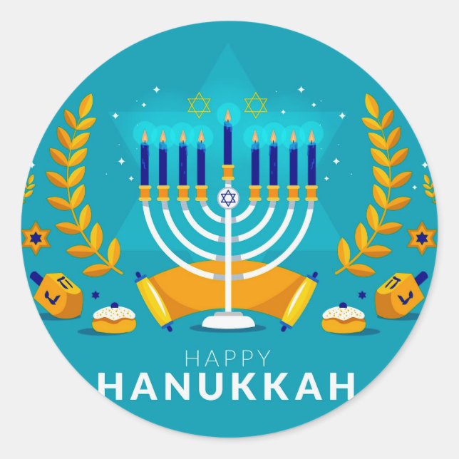 Hannukah Menorah   Classic Round Sticker (Front)