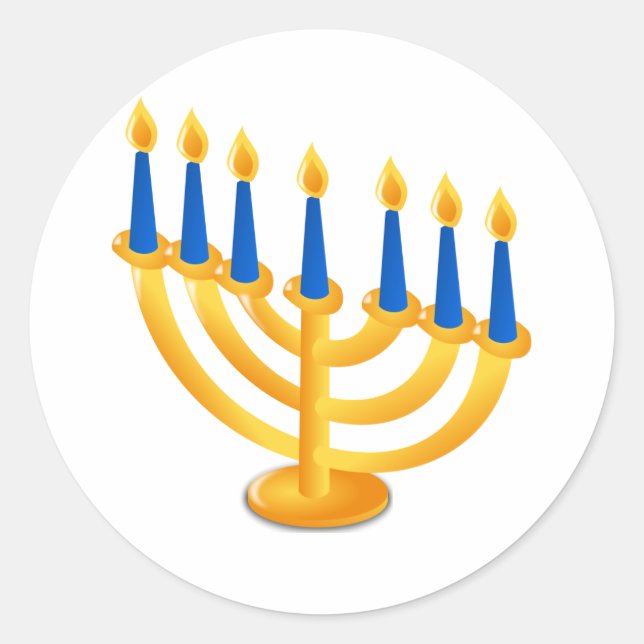 Hannukah Menorah Classic Round Sticker (Front)