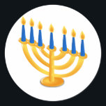 Hannukah Menorah Classic Round Sticker<br><div class="desc">Hanukkah Menorah. Perfect for celebrating Hanukkah! 
 Did you know? You can customise this item by clicking "Customise It"! 
 For more great holiday items,  check out OneStopHolidayShop at http://www.zazzle.com/onestopholidayshop?rf=238731952171470542.  You can also follow this store on Twitter at https://twitter.com/HDayShop to stay up-to-date on new products!</div>