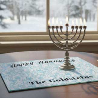 Hannukah Menorah Drip Board Candle Placemat 