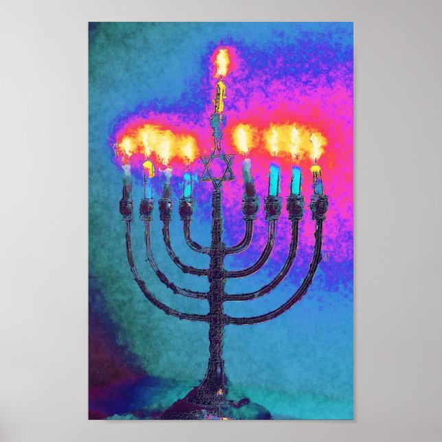 Hannukah menorah holiday Judaica Poster (Front)