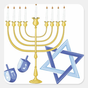 Hannukah Symbols Square Sticker
