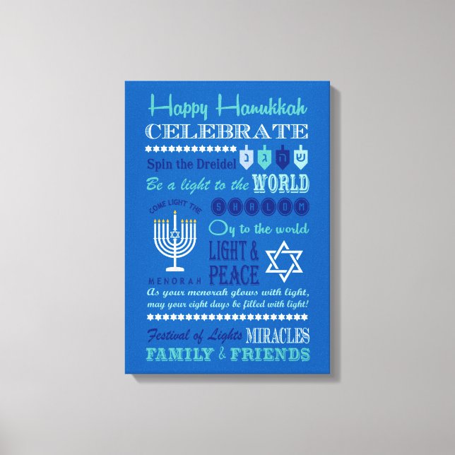 Hannukah typography collage art canvas print (Front)