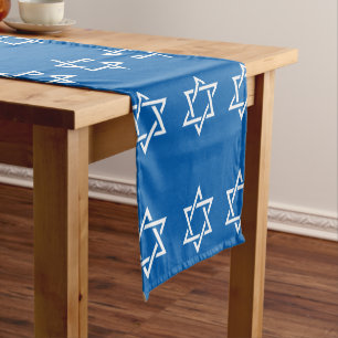 Hannukah typography collage art short table runner