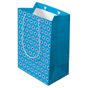 Hannukkah Blue and White Jewish Star Medium Gift Bag