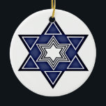 Hannukkah Star of David Ceramic Tree Decoration<br><div class="desc">Hanging ornament Jewish Hanukkah ceramic decoration.. Star of David in blue and white.. greetings card and postage in store .. decorations by Ricaso</div>