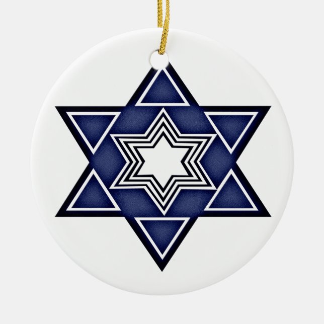 Hannukkah Star of David Ceramic Tree Decoration (Front)