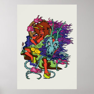 Hannya wrestler canvas poster