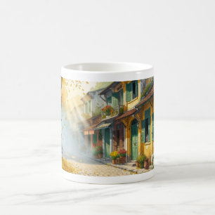 Hanoi Autumn Cafe & Alleyway Watercolor Art Print Coffee Mug