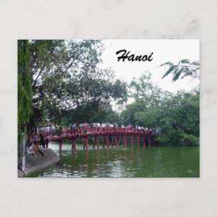 hanoi lake red bridge postcard
