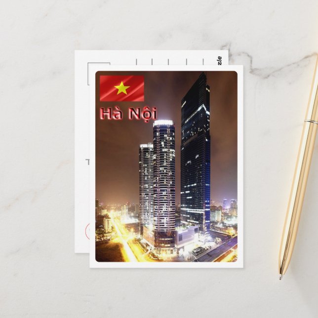 Hanoi - Landmark Tower By Nigh - Vietnam - Postcard (Front/Back In Situ)
